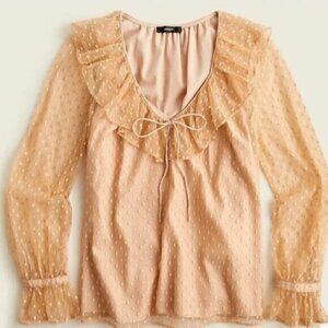 J Crew Ruffleneck Top in Clip Dot